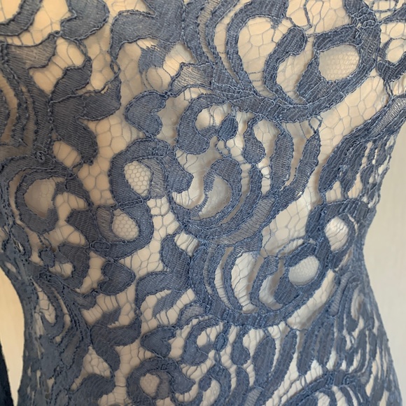 NEW Custom Lace Dress Authentic Valentino Fabric Size 6-8 Slate Blue - Picture 3 of 9